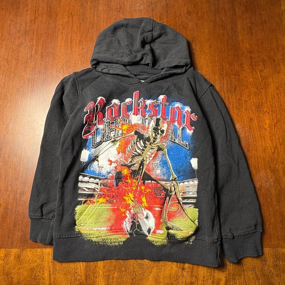 Rockstar Original Kids Skeleton Soccer Graphic Hoodie Size 7